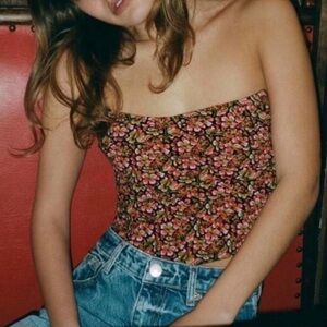 Zara Floral Strapless Cropped Corset Top